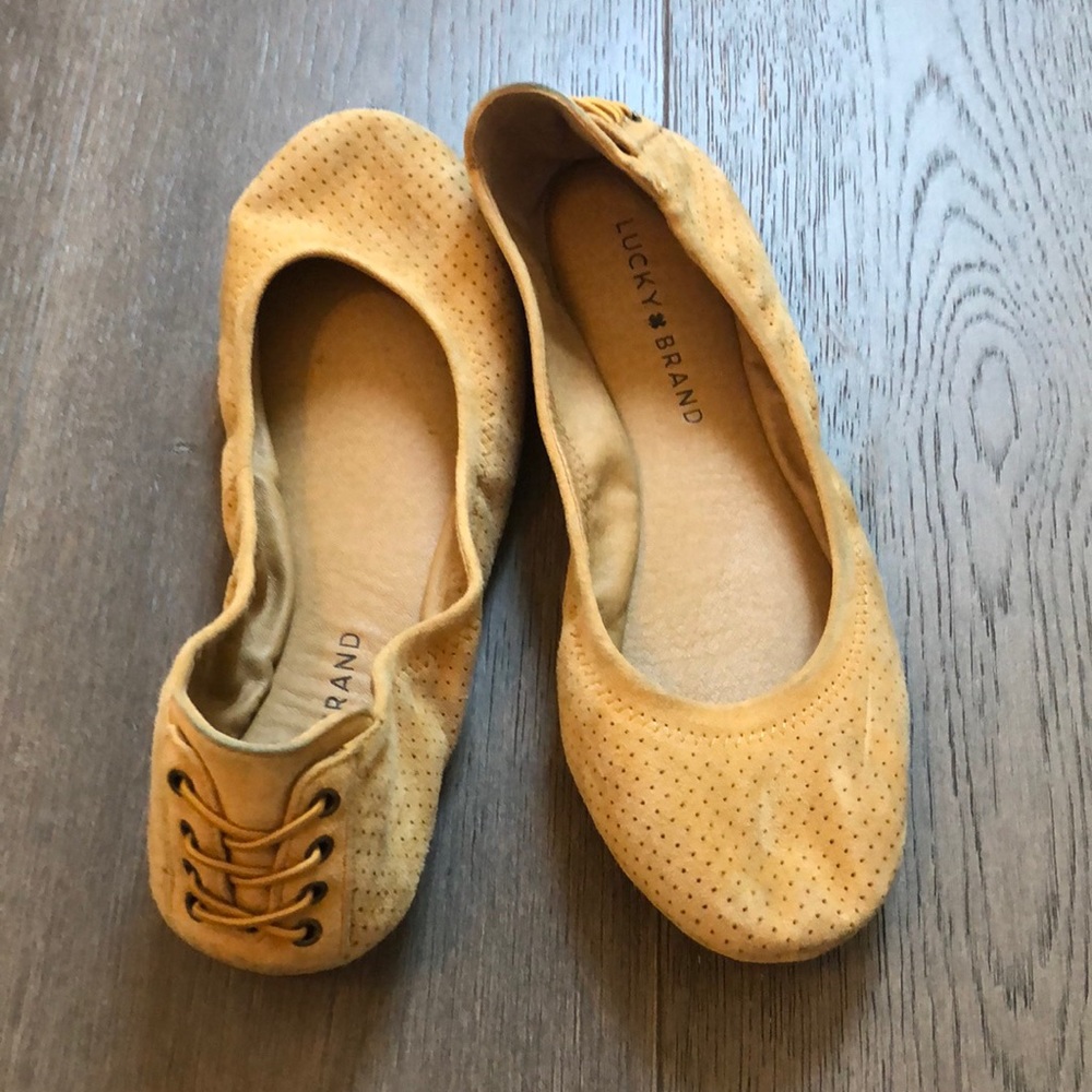 Lucky brand yellow ballet flats lace up